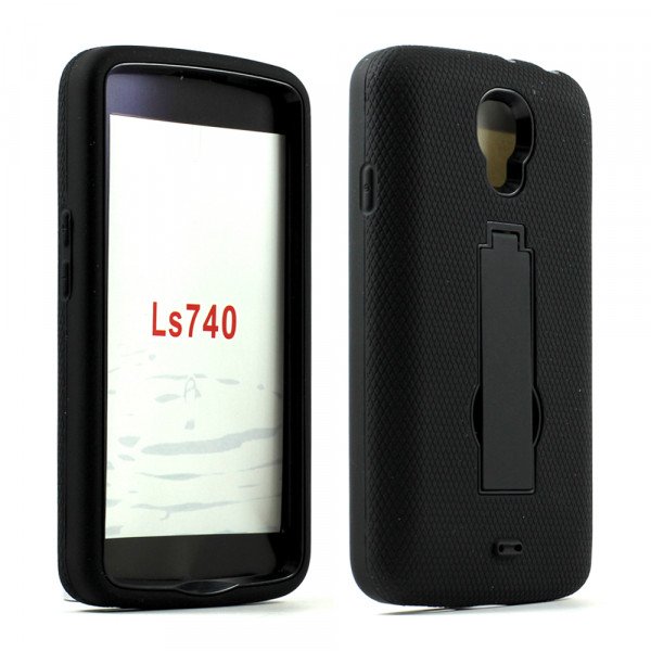 Wholesale LG Volt LS740 Armor Hybrid Stand Case (Black Black)